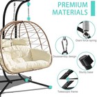Patio Hanging Swing Chair 2 Person Egg Chair Wicker Chair W cushion Outdoor