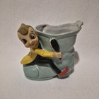3 Vtg Acme China Norcrest Made In Japan Big Eyed Pixie Elf Planters Whimsical