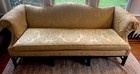 W   J Sloane Vintage Federal Camelback Sofa Yellow Damask Down Cushion 72   