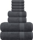 Ultra Soft 8-piece Cotton Towel Set - Hotel Quality  Charcoal Grey Luxury