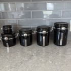 Black Canisters Set Of 5 Clamp Lid Jar  Kitchen Organization   Storage