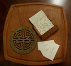 Antique 19th Century Victorian Calling Card Holder With Teakwood Wall Holder