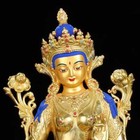 Gilded Green Tara Statue Copper Brass Tibetan Buddhist Deity Altar Sculpture