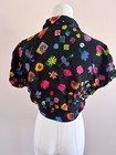 Vintage Byer California Black Floral Button Down Tie-knot Crop Top