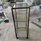 Vtg Miniature Brass   Glass Tabletop 3-shelf Curio Display Cabinet