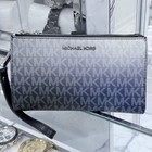Michael Kors Jet Set Travel Double Zip Wristlet Wallet Mk Logo Ombre Black Multi