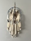 Vintage Native American Mandala Dream Catcher Fur Wool Feathers Beaded 33  x 14   