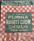 Vintage Antique Purina Rabbit Chow Checkers Feed Bag Sack 25lbs