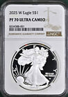 2025 W Proof Silver Eagle Ngc Pf 70 Uc Brown Label    In Hand