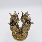 Vintage Filigree Four Tulip Gold Ormolu Plated Lipstick Holder Brass 3 5  Tall