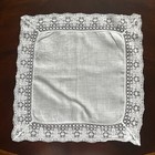 Beautiful Vintage Wedding Hankie Linen Lace White Handkerchief 11x11 