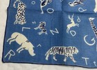 Vintage Child   s Hanky  Handkerchief  Cotton  A  B  C   s  Animals  Blue   White