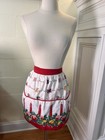 Vtg 1950s Merry Christmas Half Apron Multi Language Candles Fits Small Waist