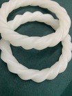 2pcs Rare Chinese White Jade Hand Carved Bangle Bracelets     