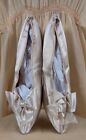 Victorian 19th C White Silk Satin Wedding Shoes W Large Bows