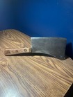 Vtg Awesome Meat Clever 8  Cutting Edge With 7  Wooden Handle Wt 1165 Grams