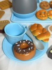 Step 2 Pretend Play Kitchen Replacement Blue Coffee Pot  Cups  Plates   Spoons