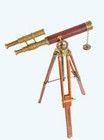 Nautical Design Antique Brass Spyglass Telescope With Wooden Tripod Marine Scope