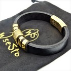 Wsesto Bracelet Black Genuine Leather Stainless Steel Magnetic Gift Idea Men    