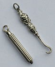 Antique Silver Chatelaine Accessories - Miniature Pencil   Button Glove Hook