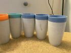 7 Vtg Thermal Tumblers  Cornish Therm-o-tumbler Blue orange teal Cups 60s Retro