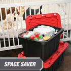 Hyper Tough 12 Gallon Storage Bin W  Snap Lid  Black red Heavy Duty Container