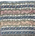 Floral Stripe Tapestry Throw Blanket Afghan Fringe 48x54  90s Cottagecore Cotton