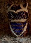 Porcelain Owl Imari Made In Japan Blue Gold Floral White Brown Vintage