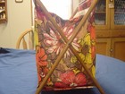 Vintage Folding Knitting Sewing Caddy Yarn Bag With Wood Frame Mcm 