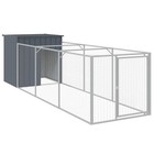 Dog House With Run Outdoor Dog Kennel Cage Shelter Galvanized Steel Vidaxl