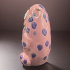 Colorful Piggy Bank Ceramic Monster Hand Painted Pink Purple Dots Signed Teeth