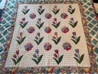 Vintage Appliqu    Tulips  Quilt Hand Pieced   Hand Stitched  80 X 82