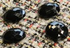 Vintage 1930s Jet Black Faceted Glass   Thermoset Haberdashery Buttons  Lot Of 8