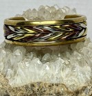 Vintage Large Mixed Metal Braided Cuff Bracelet Brass  Copper  Silver Tone Men   s
