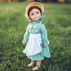 Little House 18 In Doll Clothes Green Prairie Dress Straw Hat Fits American Girl