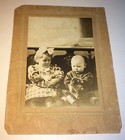 Antique American Adorable Children  Pull Toy Playing  C 1900 Cabinet Card Photo 