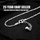 Real 925 Sterling Silver 9 -10  Adjustable Figaro Ankle Bracelet Anklet