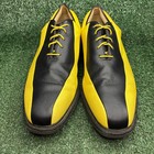 Footjoy Icon Lizard Texture Spiked Leather Golf Shoes Black Yellow Mens 12 Wide