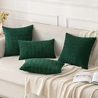 Christmas Corduroy Decorative Throw Pillow 18  X 18   pack Of 2  Dark Green