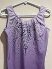 Girls Gymnastics Leotard Size 160 Purple Sparkly Diamond Rhinestones 9-10 Years
