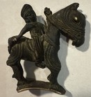 Antique Bronze Indian Hindu Khandoba Warrior On Horse Statue 2x2in