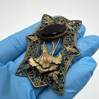 Vintage Antique Victorian Art Nouveau Metal Faceted Amethyst Sash Pin Brooch