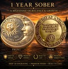    1 Year Sober Aa Chip     Alcoholics Anonymous Sobriety Coin Recovery Medallion