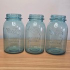 Vtg Antique Ball Perfect Mason Aqua Blue Glass Jar Set Of 3 Quart Canning 3 14 0