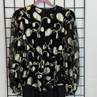 Vintage Patra Dress Womens 8 Black Gold 80s Metallic Peplum Sheer Secretary