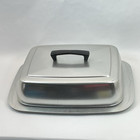 Vintage Mcm Mid Century Modern Silver Metal Serving Platter With Lid