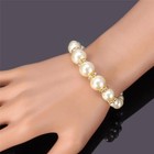 Bracelet   Pendant Necklace   Earrings Faux Pearl Jewelry Set Fashion Golden