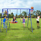 Outdoor Swing Set Heavy Duty Metal Frame Backyard Home Kids Children Fun Play