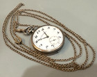 Vintage Longines Niello Silver Gold Inlayed Pocket Watch 40mm With Sliding Chain