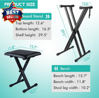 Keyboard Stand Piano Bench Set  Double X Adjustable Keyboard Stand Piano Stand W